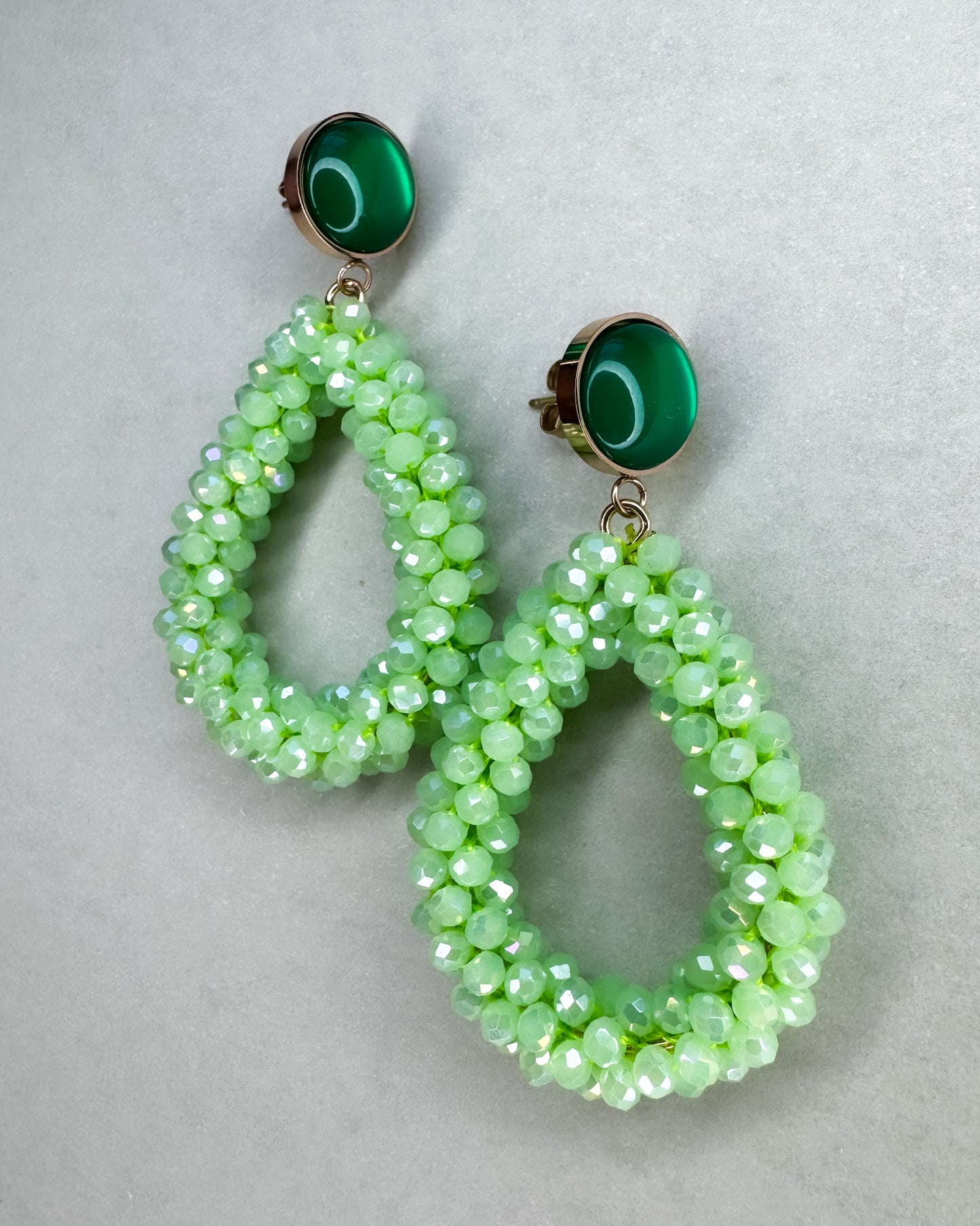 Facetten-Perlen Ohrringe "Light Green" - 1 Paar