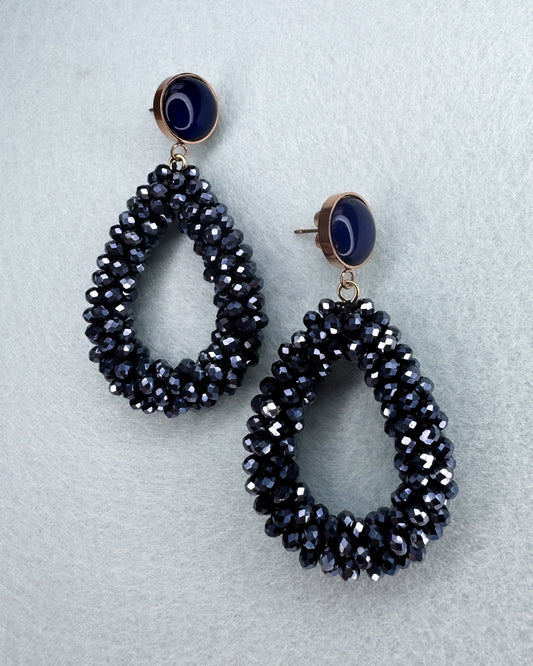Facetten-Perlen Ohrringe "Midnight" - 1 Paar