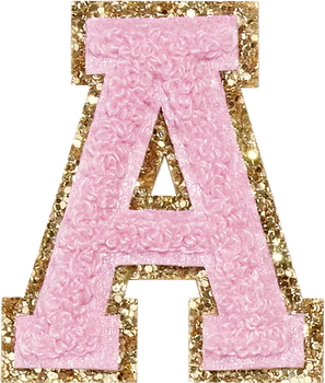 Glitzer-Buchstaben Aufnäher – rosa