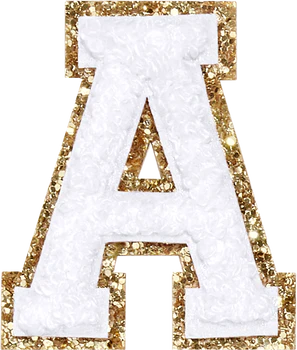 Glitzer-Buchstaben Aufnäher – Weiß