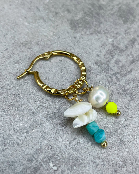 Ohrring 15mm "Neon Perl" - 1 Stück