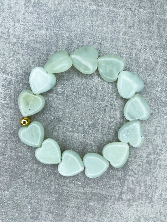 Heilstein-Armband, "Jade Herzen”