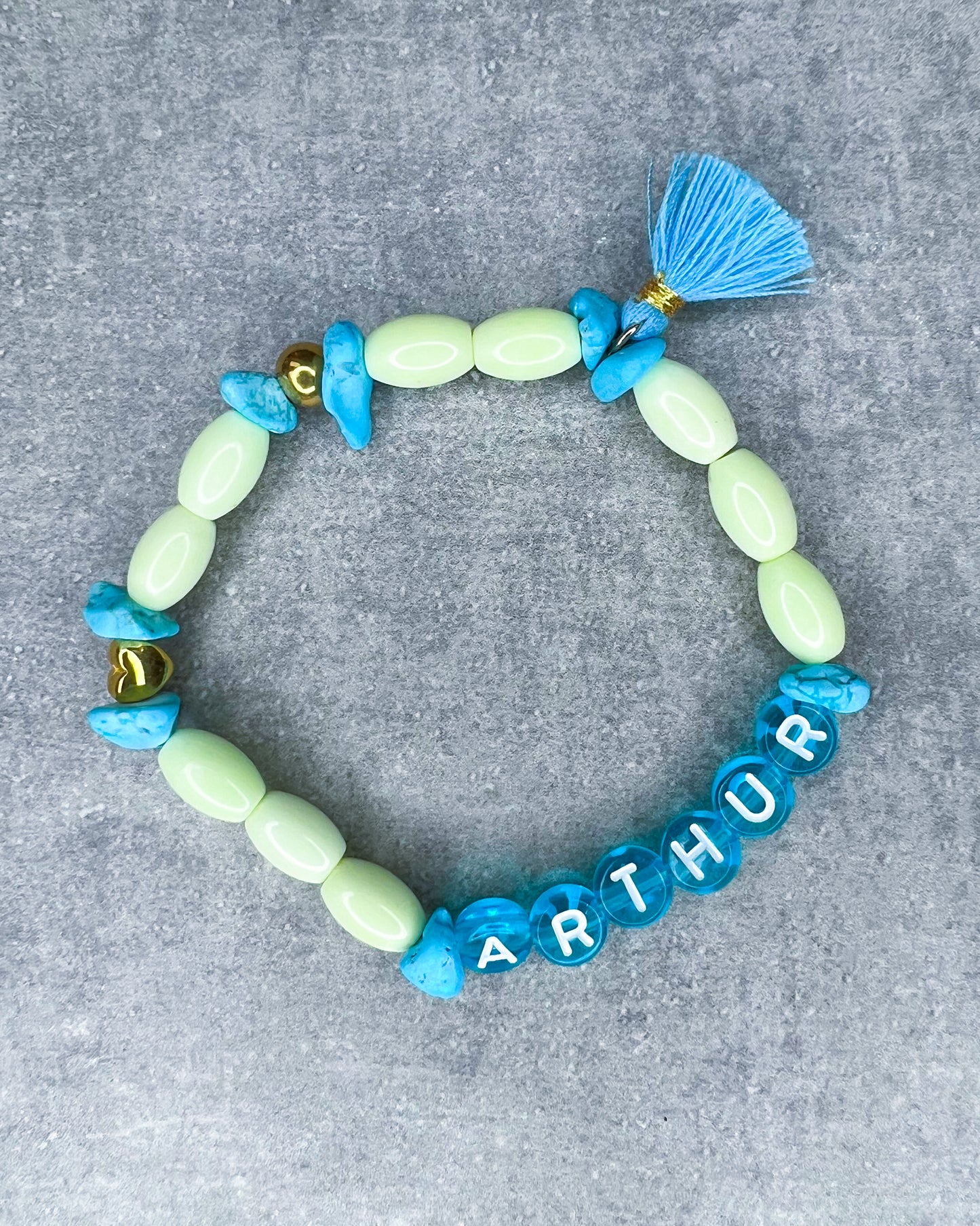 Healing Stone Bracelet "Malachite & Letters"