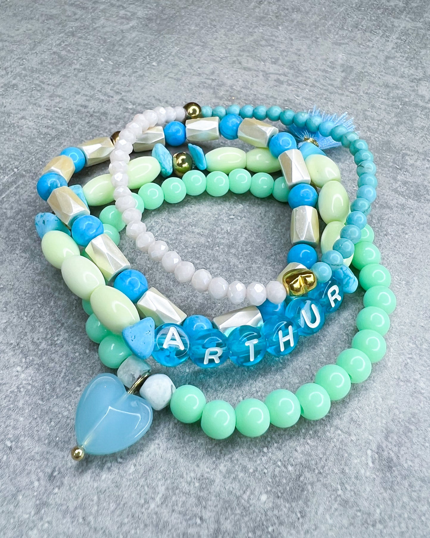Healing Stone Bracelet "Malachite & Letters"