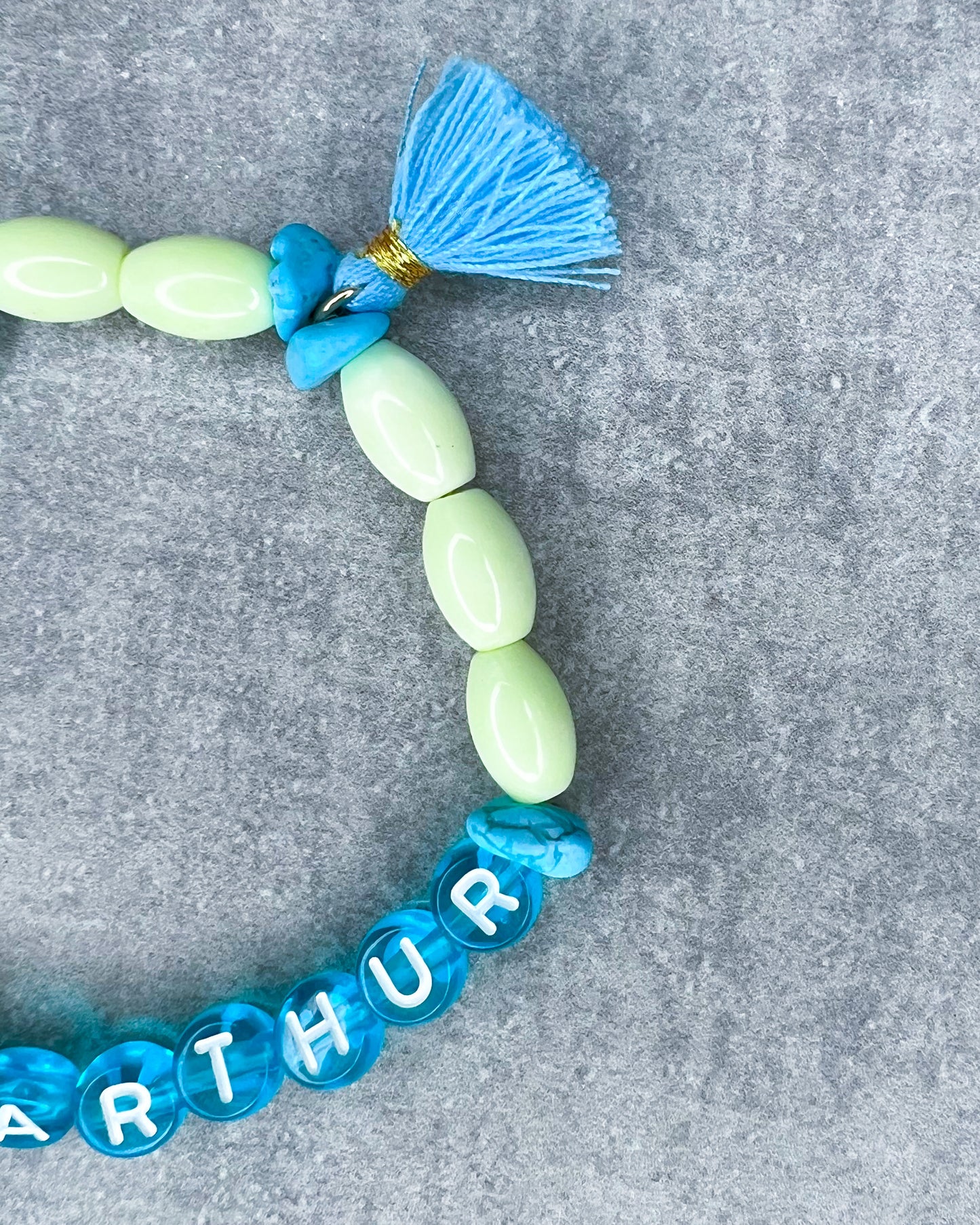 Healing Stone Bracelet "Malachite & Letters"
