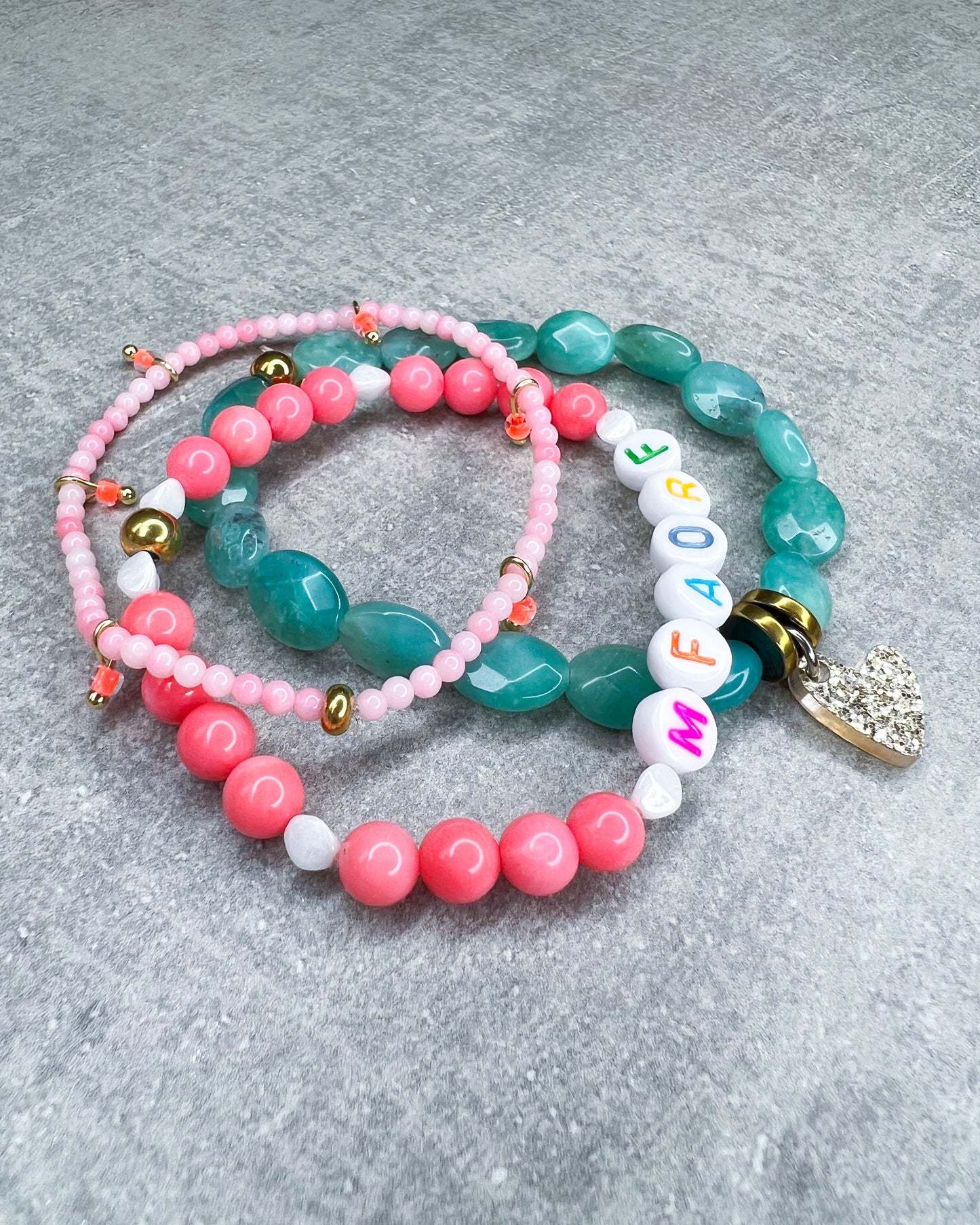 Healing Stone Bracelet "Malachite & Letters"