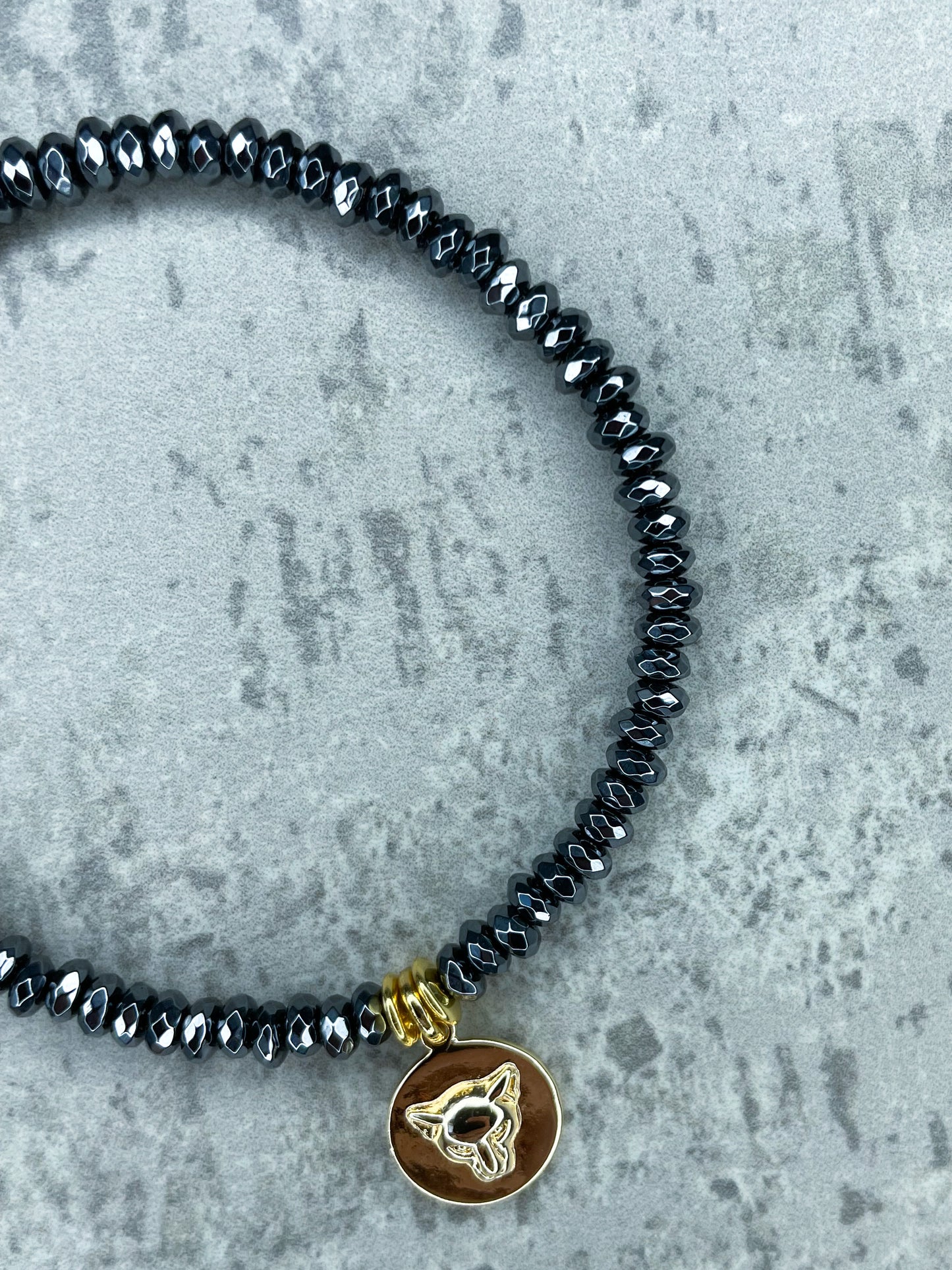 Healing Stone Bracelet, "Hematite & Panther”