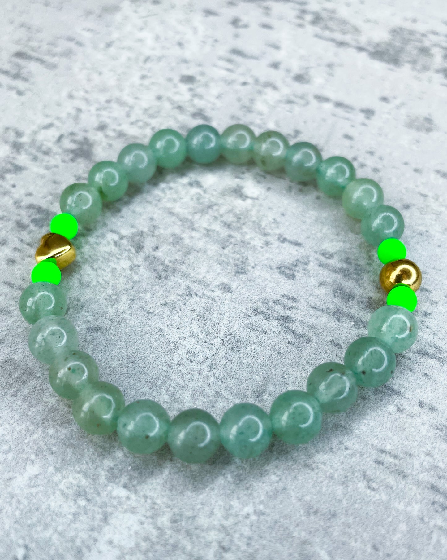 Heilstein-Armband, rund "Aventurin & Herz”