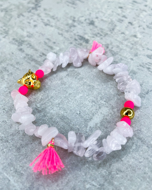 Heilstein-Armband "Rosenquarz Pink Panther"