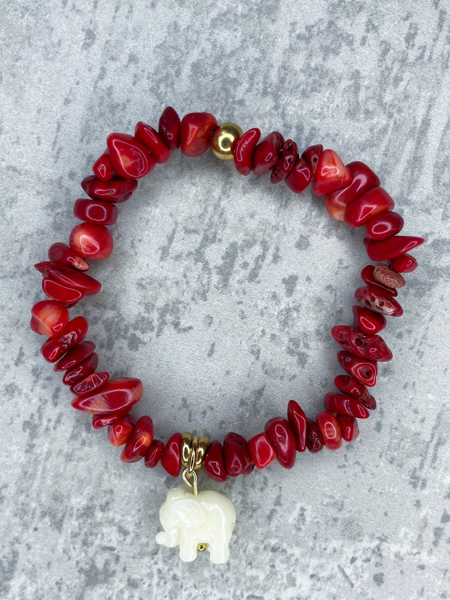 Foam coral bracelet with elephant