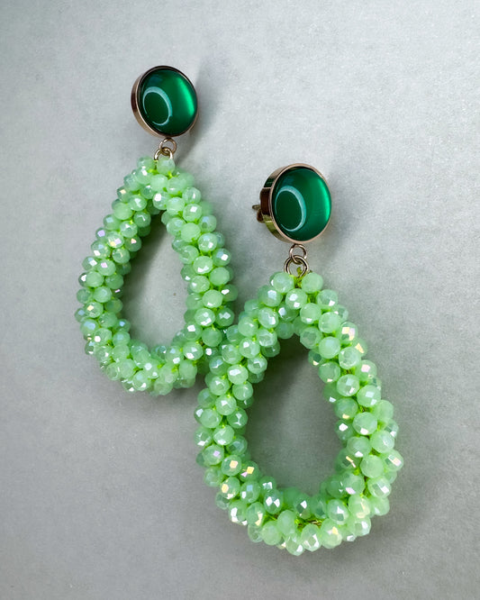 Facetten-Perlen Ohrringe "Light Green" - 1 Paar