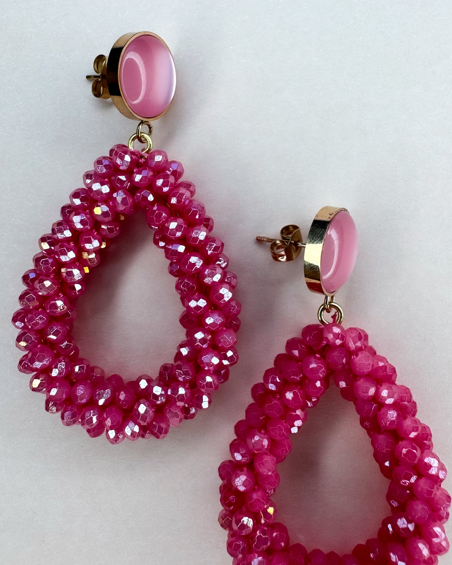 Facetten-Perlen Ohrringe "Pink Drops" - 1 Paar