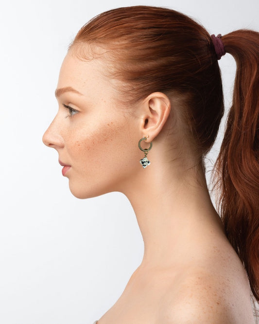 Dalmatiner-Jaspis-Creolen "Kleeblatt" - 1 Paar