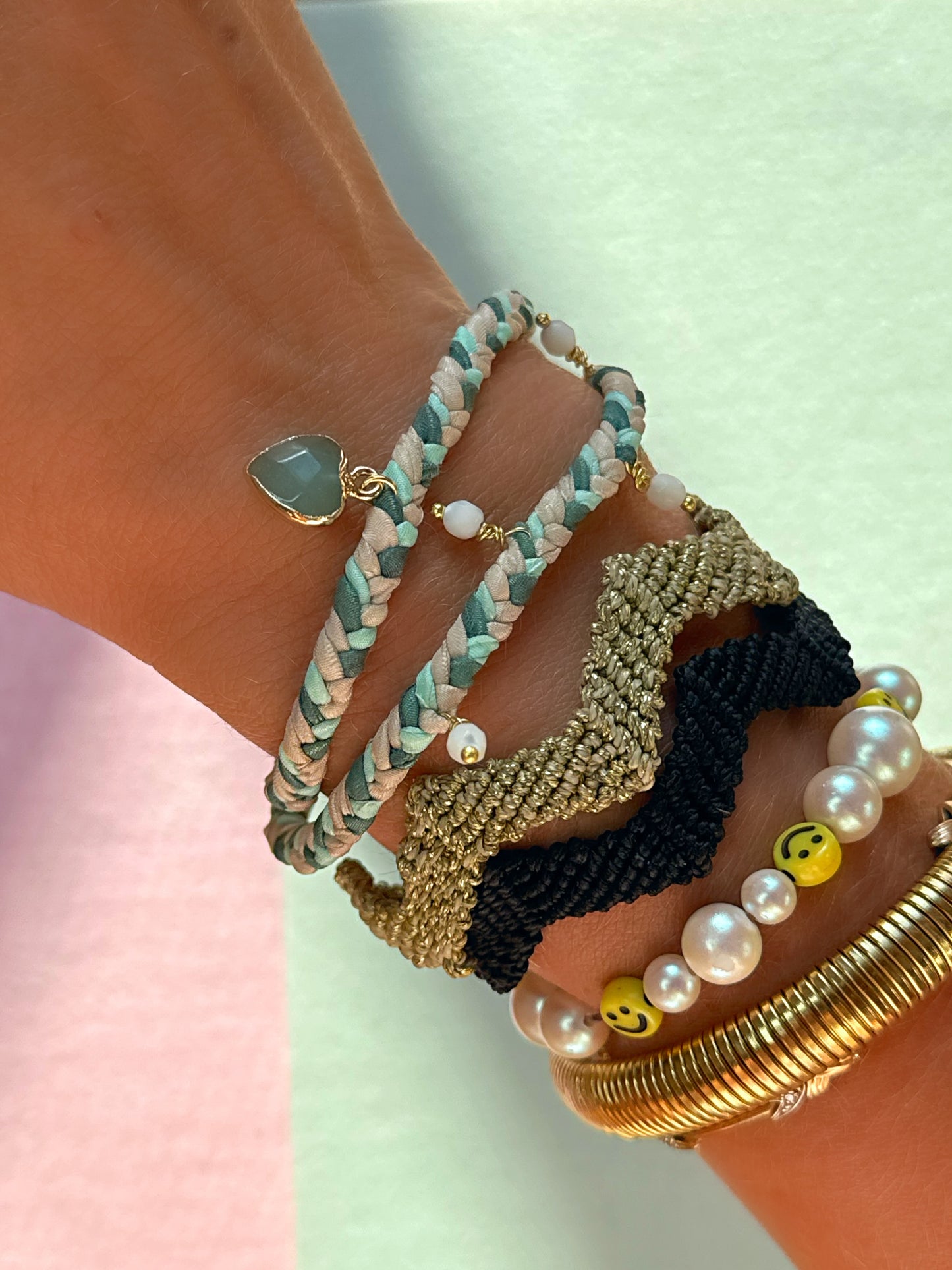Wickelarmband aus Seide, Grün