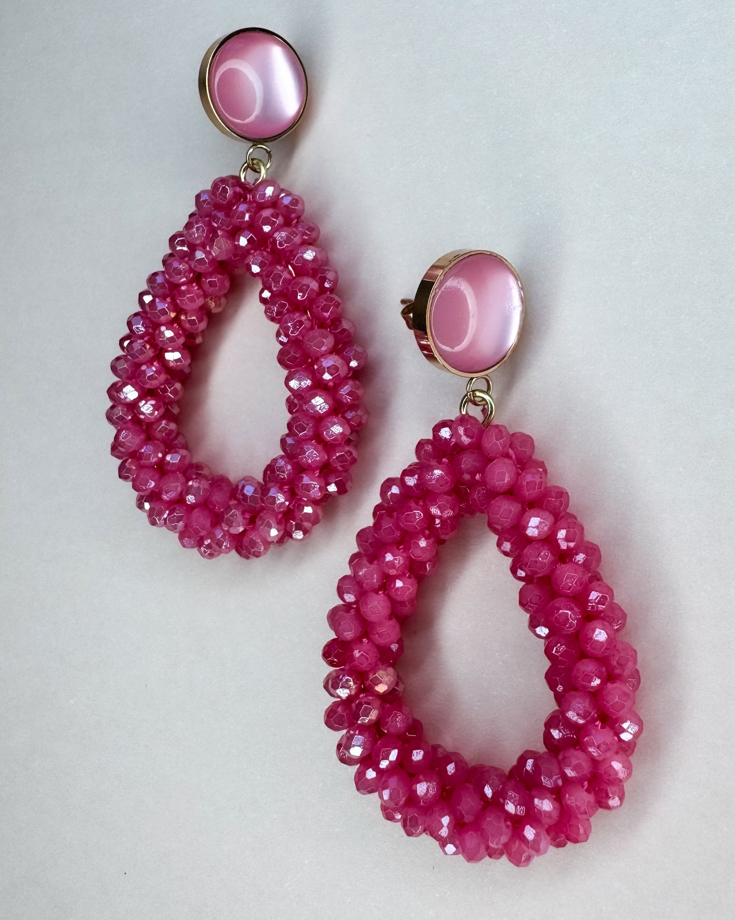 Facetten-Perlen Ohrringe "Pink Drops" - 1 Paar