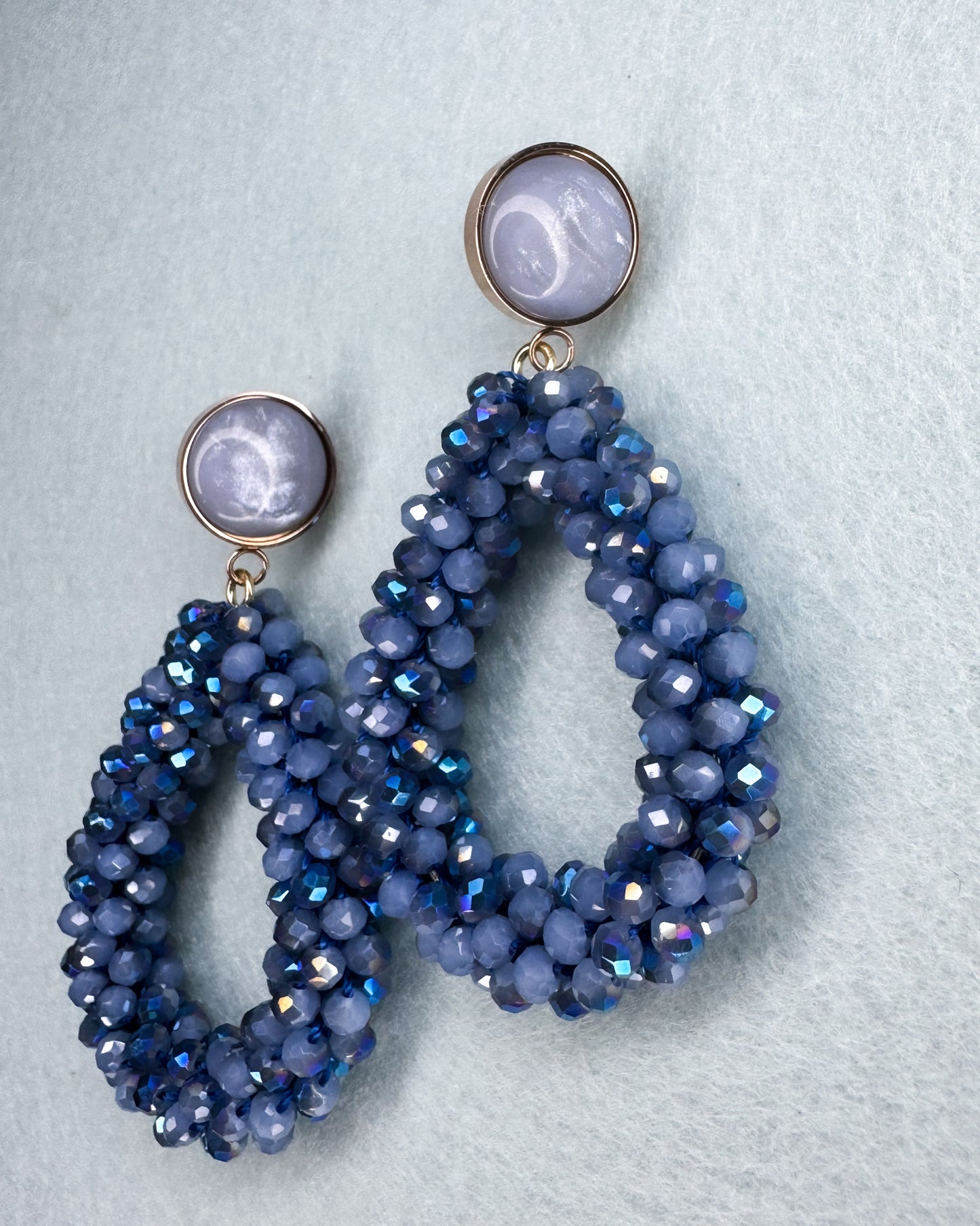 Facetten-Perlen Ohrringe "Denim" - 1 Paar