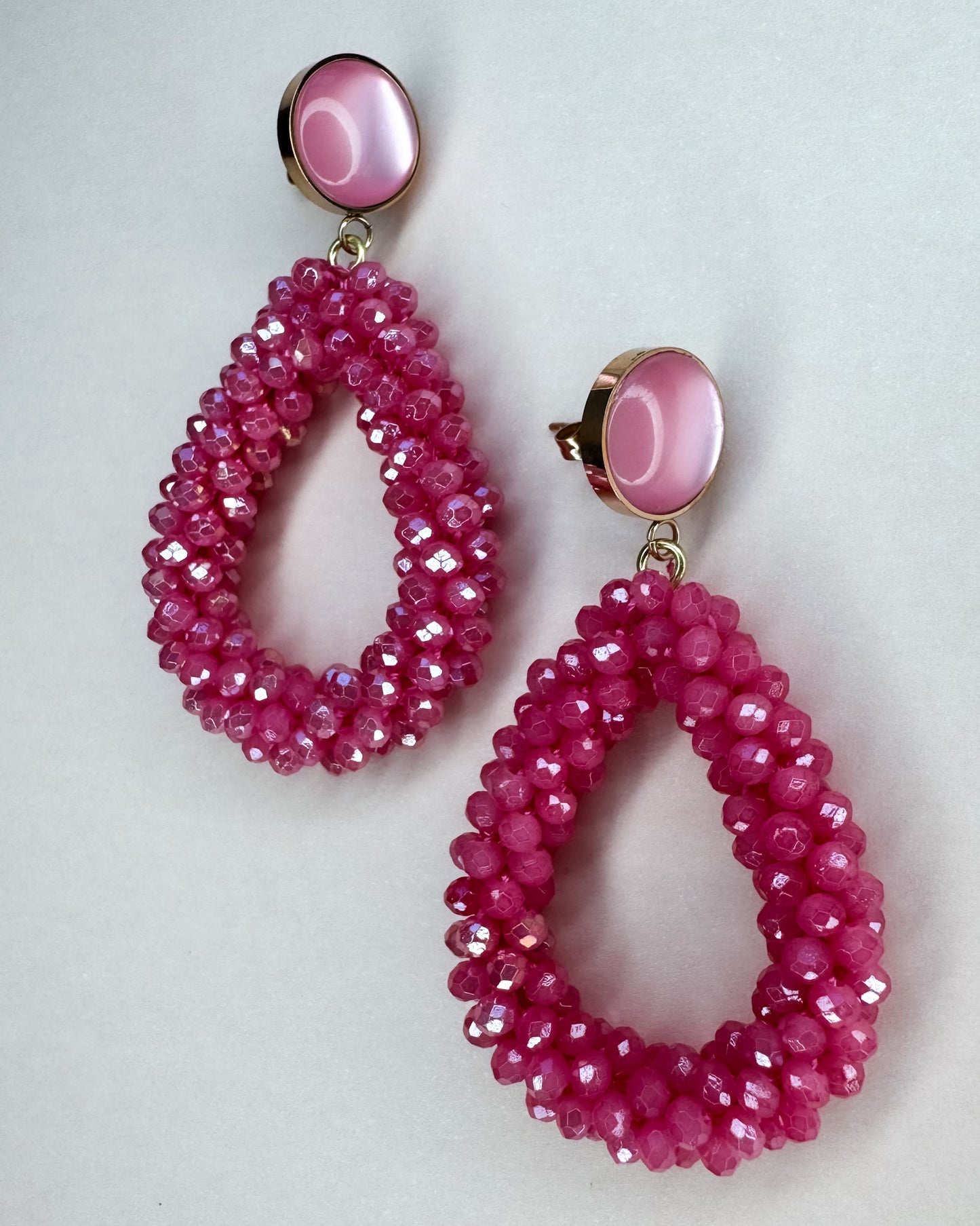 Facetten-Perlen Ohrringe "Pink Drops" - 1 Paar
