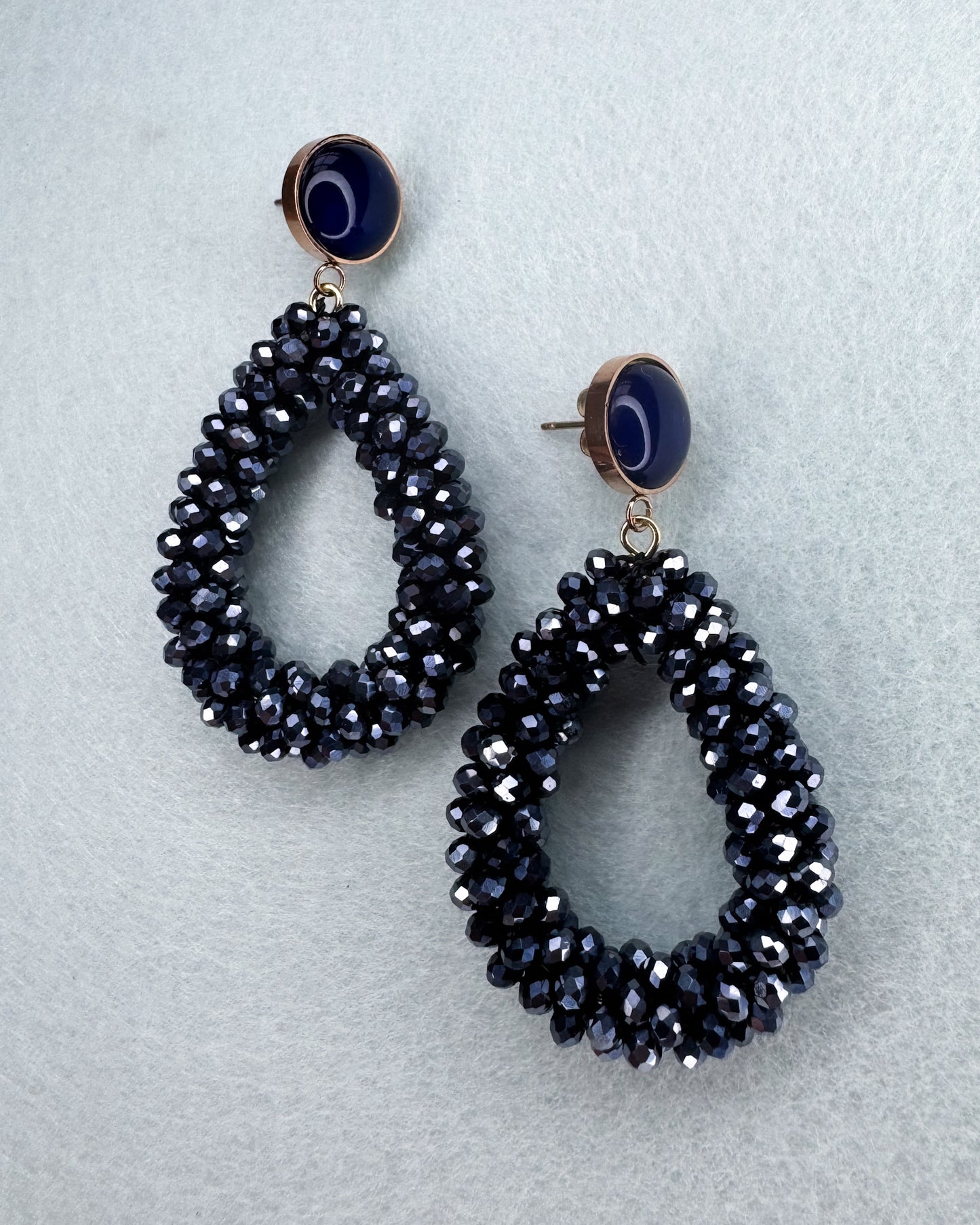 Facetten-Perlen Ohrringe "Midnight" - 1 Paar