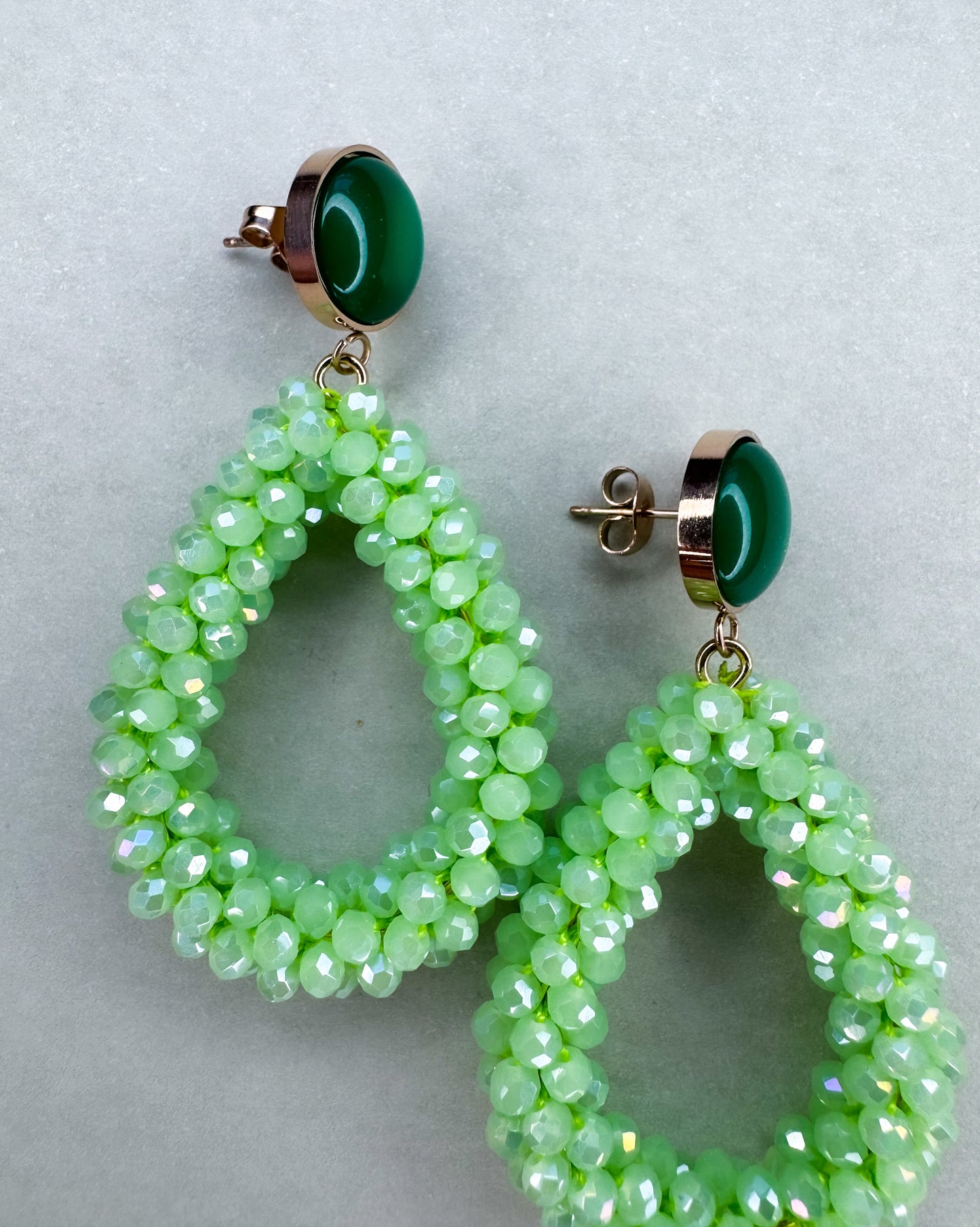 Facetten-Perlen Ohrringe "Light Green" - 1 Paar