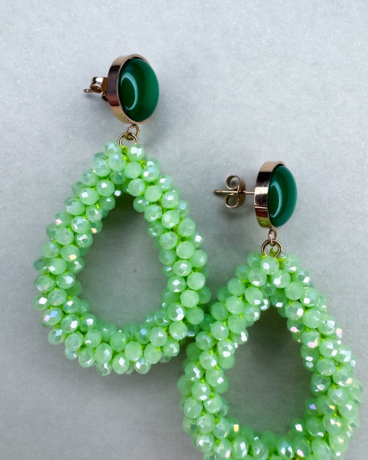 Facetten-Perlen Ohrringe "Light Green" - 1 Paar