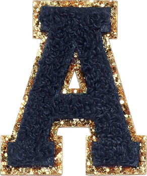 Glitzer-Buchstaben Aufnäher  – schwarz