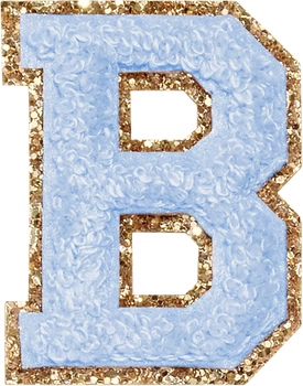 Glitzer-Buchstaben Aufnäher  – hellblau