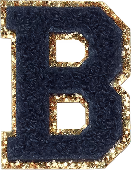 Glitzer-Buchstaben Aufnäher  – schwarz