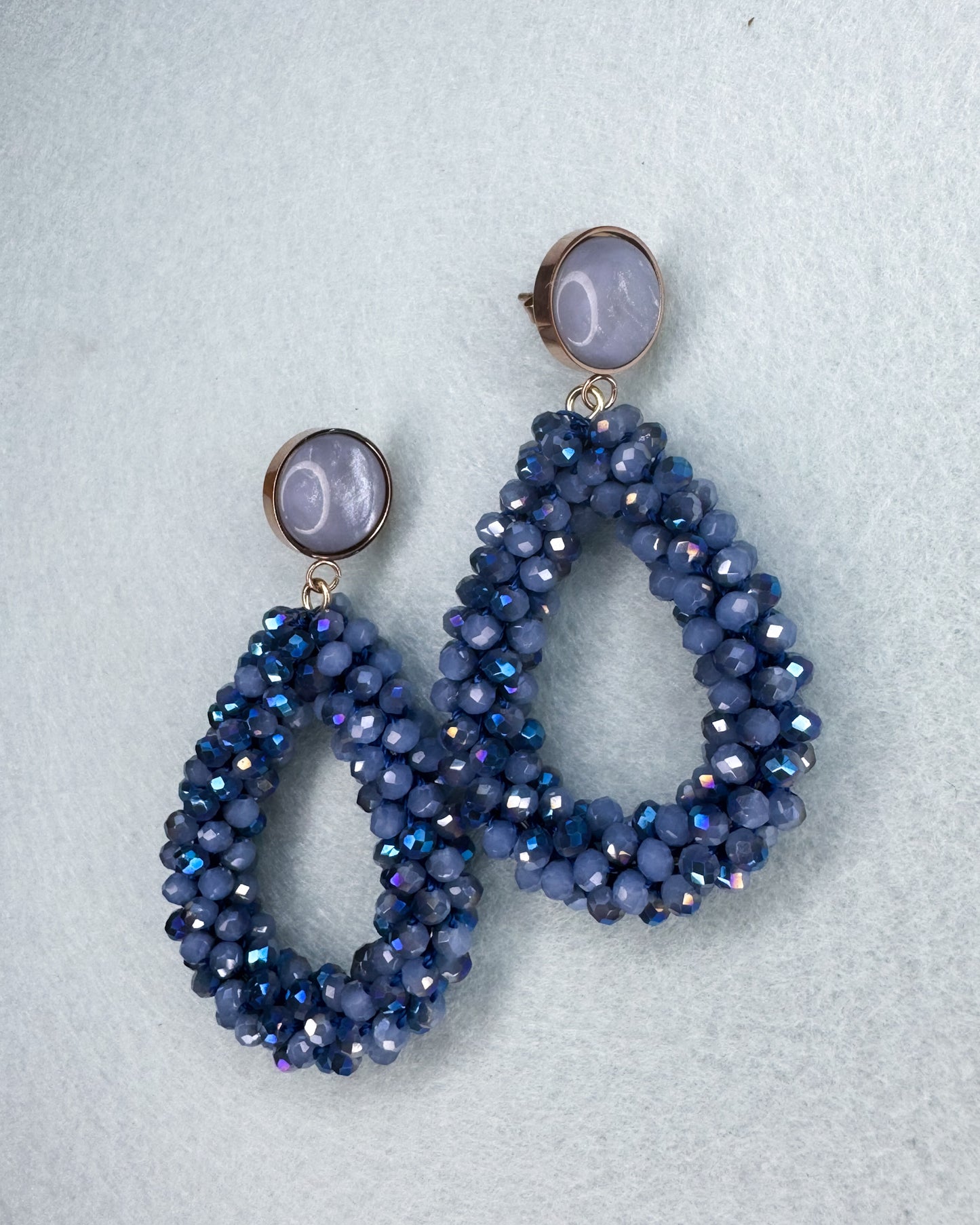 Facetten-Perlen Ohrringe "Denim" - 1 Paar