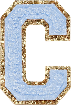 Glitzer-Buchstaben Aufnäher  – hellblau