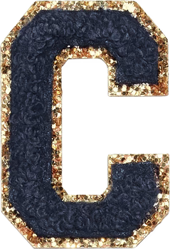 Glitzer-Buchstaben Aufnäher  – schwarz