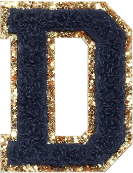 Glitzer-Buchstaben Aufnäher  – schwarz