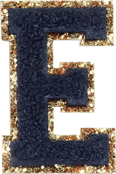 Glitzer-Buchstaben Aufnäher  – schwarz