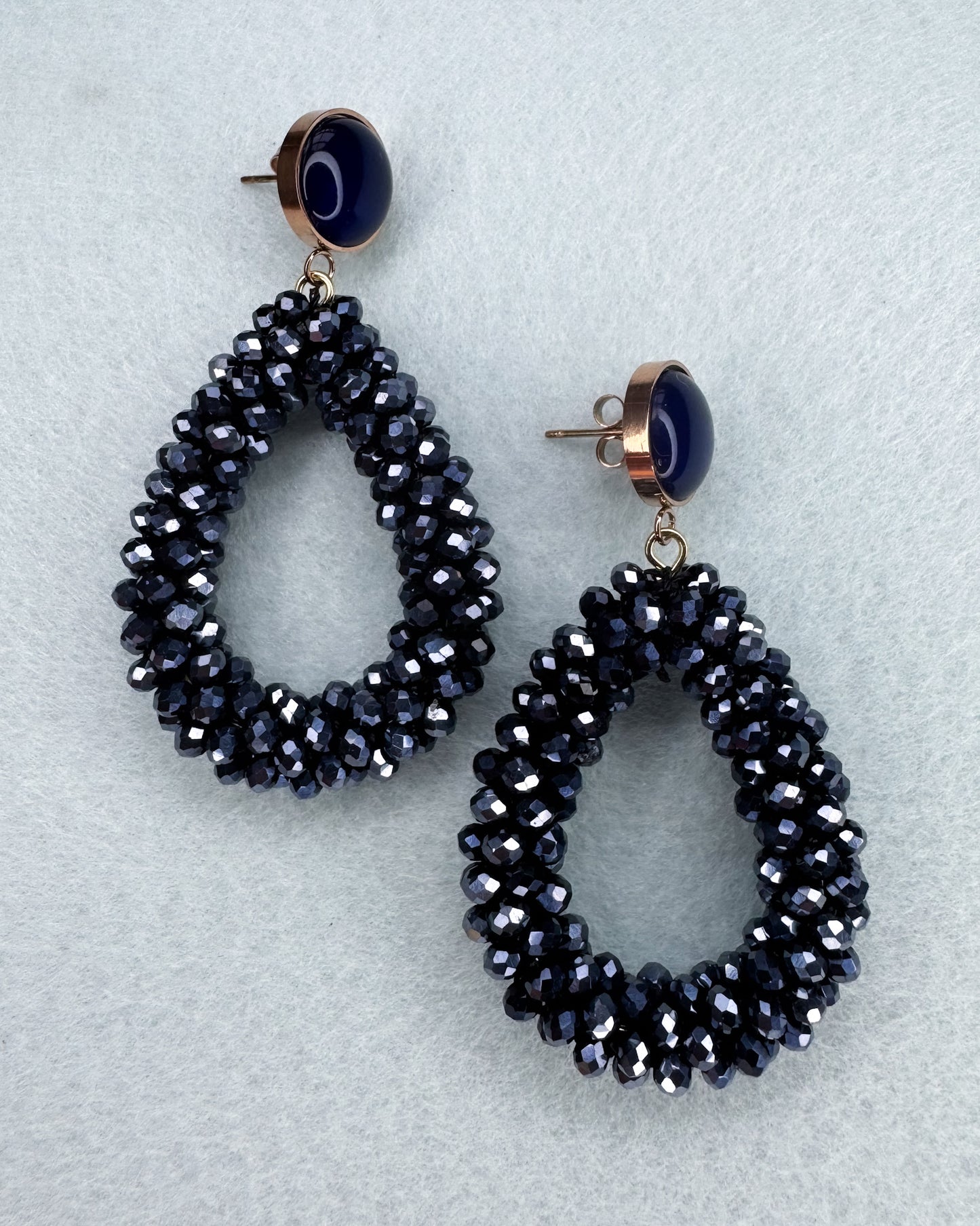 Facetten-Perlen Ohrringe "Midnight" - 1 Paar