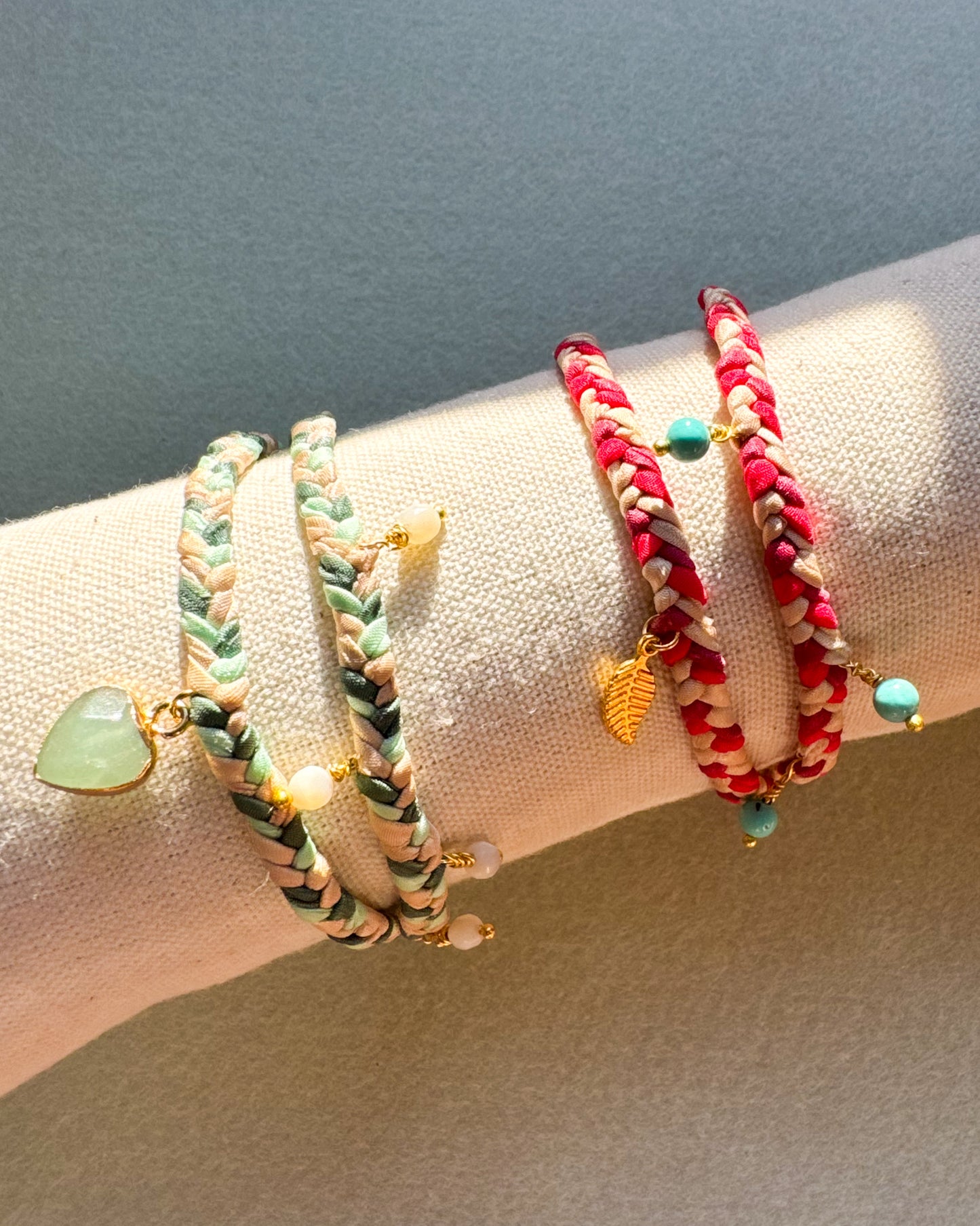 Wickelarmband aus Seide, Rot