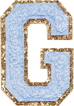 Glitzer-Buchstaben Aufnäher  – hellblau