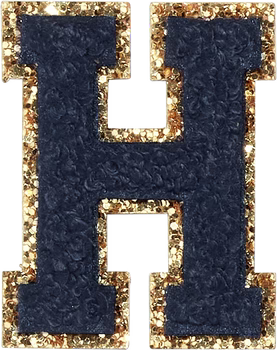 Glitzer-Buchstaben Aufnäher  – schwarz