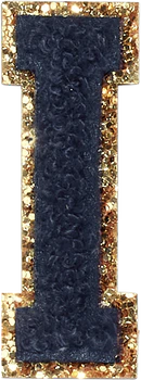 Glitzer-Buchstaben Aufnäher  – schwarz