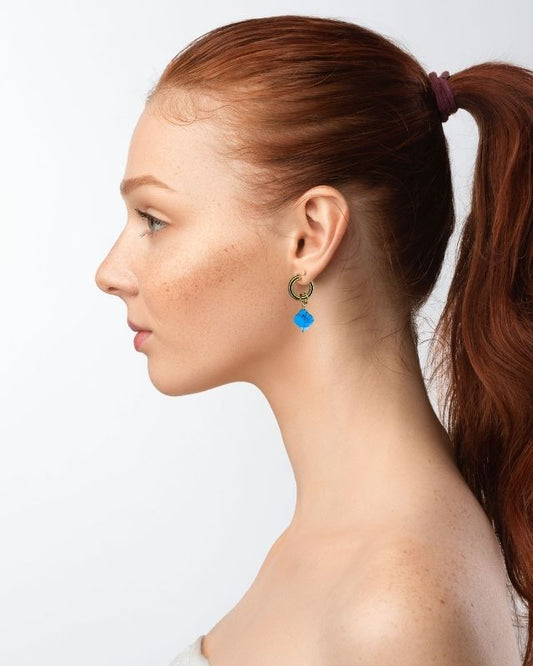 Türkis-Creolen "Kleeblatt" - 1 Paar