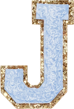 Glitzer-Buchstaben Aufnäher  – hellblau