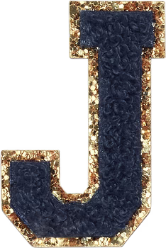 Glitzer-Buchstaben Aufnäher  – schwarz