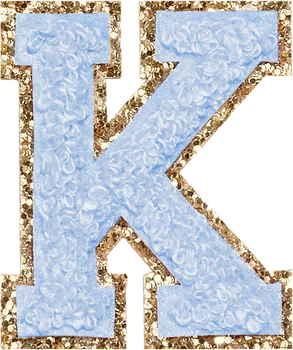 Glitzer-Buchstaben Aufnäher  – hellblau