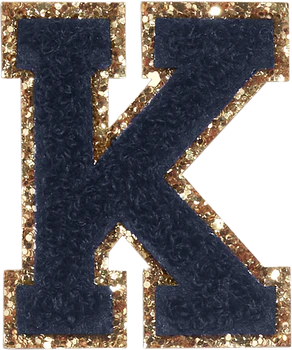 Glitzer-Buchstaben Aufnäher  – schwarz