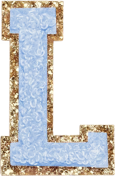 Glitzer-Buchstaben Aufnäher  – hellblau
