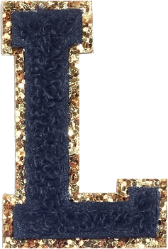 Glitzer-Buchstaben Aufnäher  – schwarz