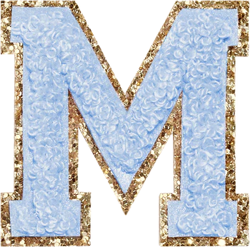 Glitzer-Buchstaben Aufnäher  – hellblau