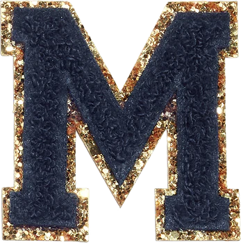 Glitzer-Buchstaben Aufnäher  – schwarz