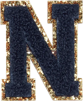 Glitzer-Buchstaben Aufnäher  – schwarz