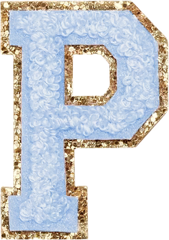Glitzer-Buchstaben Aufnäher  – hellblau