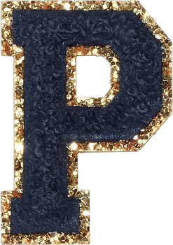 Glitzer-Buchstaben Aufnäher  – schwarz