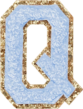 Glitzer-Buchstaben Aufnäher  – hellblau